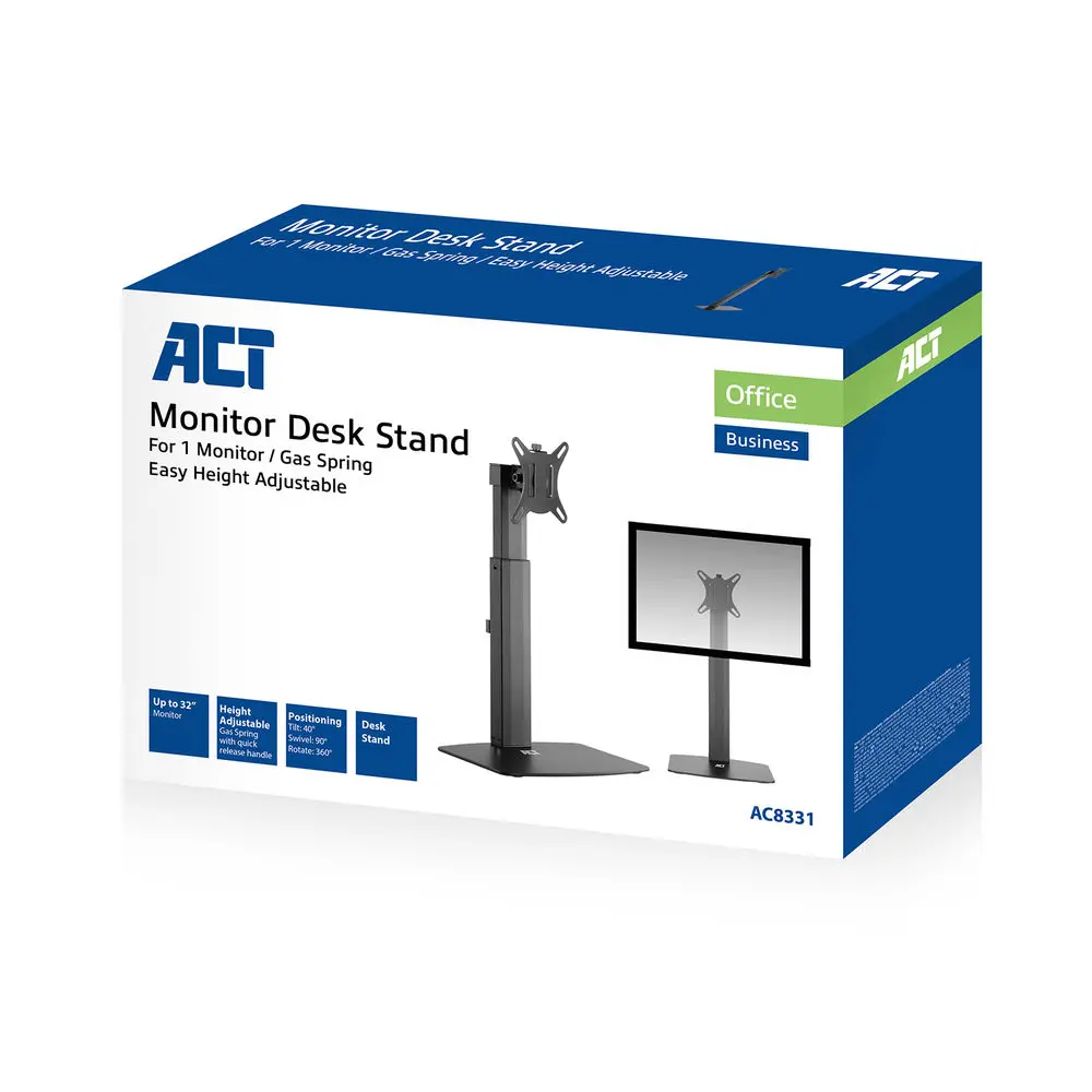 ACT AC8331 Free Standing Gas Spring Monitor Arm Office 10"-32" Black – 5. kép