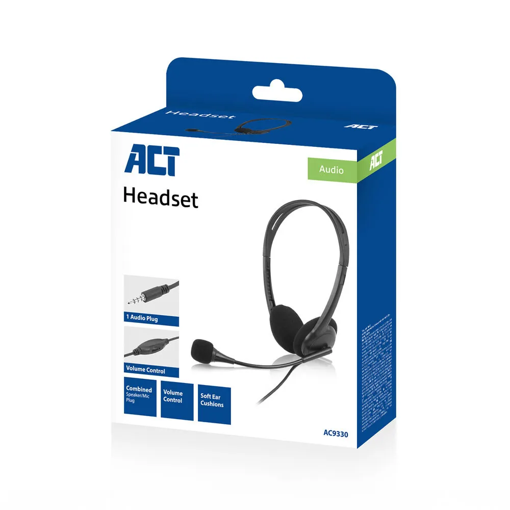 ACT AC9330 Headset with 3.5mm audio jack Black – 2. kép