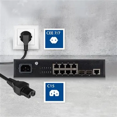 ACT Powercord mains connector Schuko CEE 7/7 male (angled) - C15 IEC 60320 1m Black – 3. kép