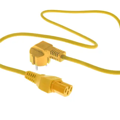 ACT Powercord mains connector Schuko CEE 7/7 male (angled) - C15 IEC 60320 1m Yellow – 2. kép