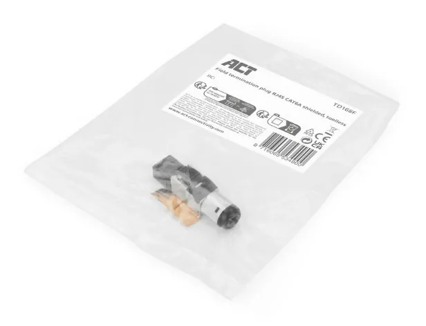 ACT Field termination plug RJ45 CAT6A shielded, toolless, 4PPoE 100W – 2. kép