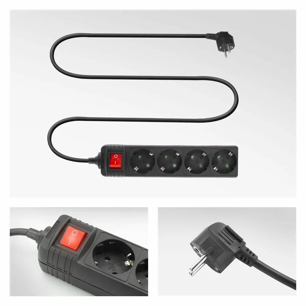 ACT Power Strip with Illuminated Switch Hálózati Elosztó Kapcsolóval 4DIN 2m Black – 3. kép
