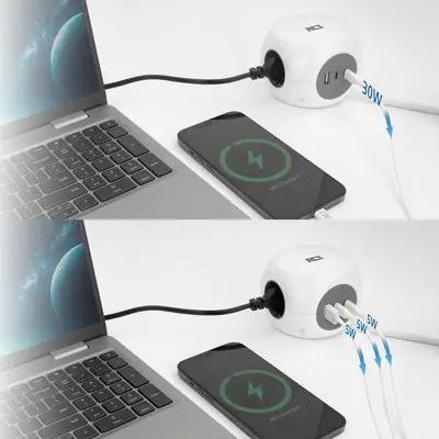 ACT Power Strip Cube F Socket Hálózati Elosztó 3DIN 1,5m White – 2. kép