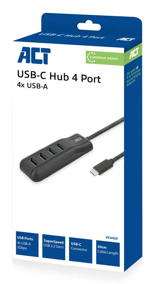 ACT AC6420 4-portos USB3.2 HUB Black – 3. kép