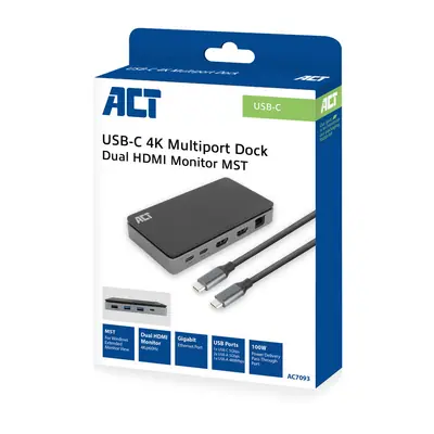 ACT AC7093 USB-C 4K MST Docking Station Silver – 2. kép