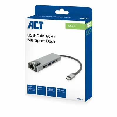 ACT AC7091 USB-C 4K docking station for 1 HDMI Adapter Silver – 2. kép