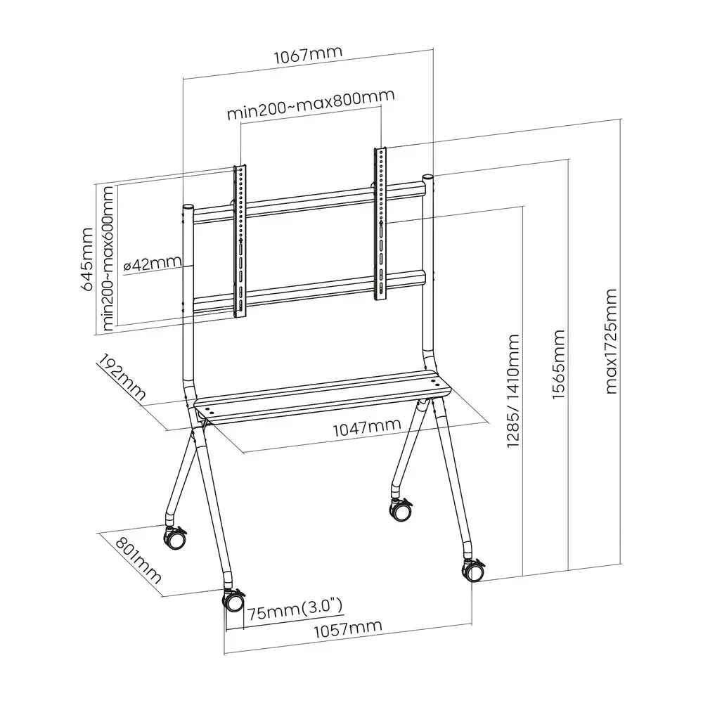 ACT AC8372 Mobile TV/monitor floor stand, 50” to 86” VESA – 6. kép