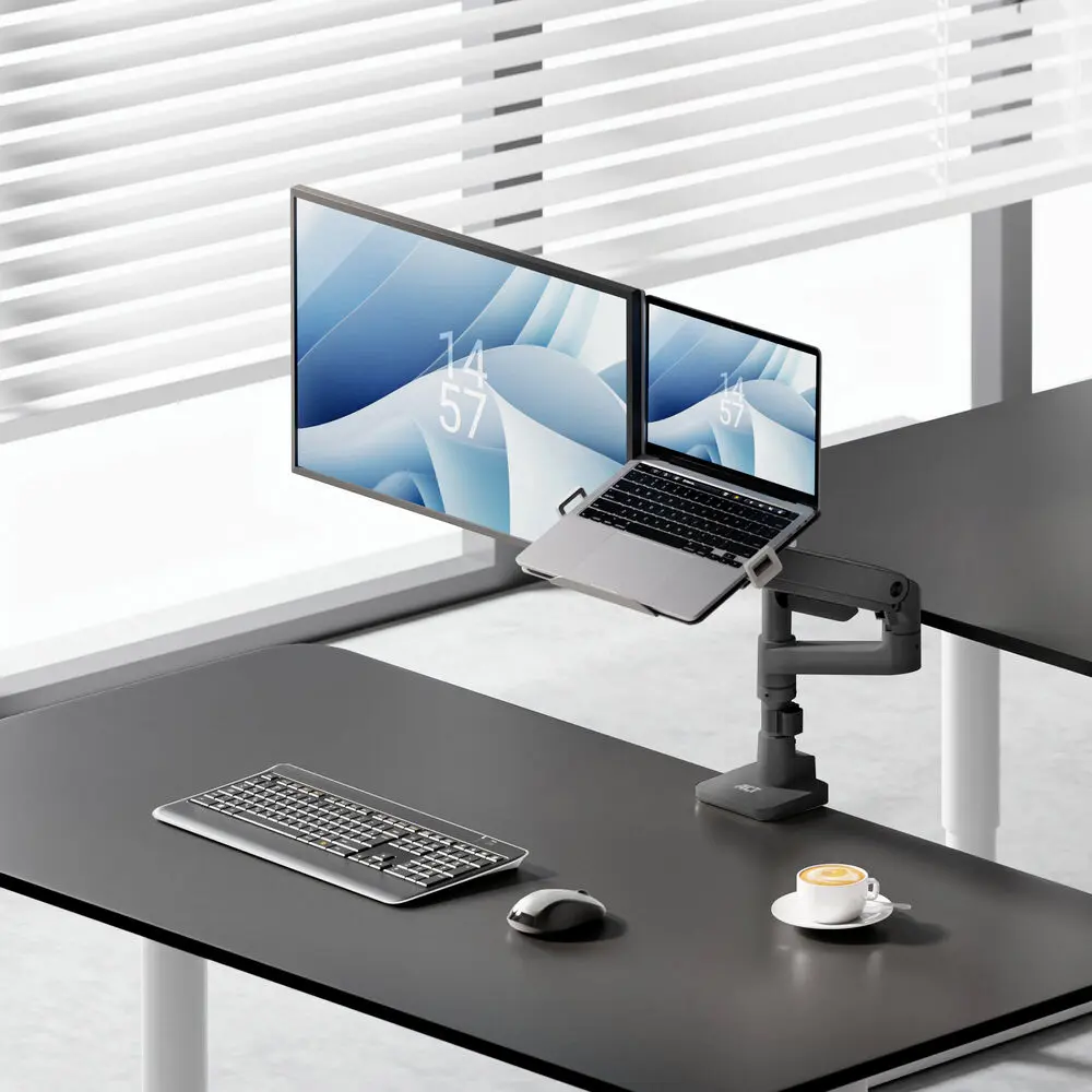 ACT AC8341 Single Monitor Arm and Laptop Arm Office Premium with Gas Spring Pole Mounted – 8. kép