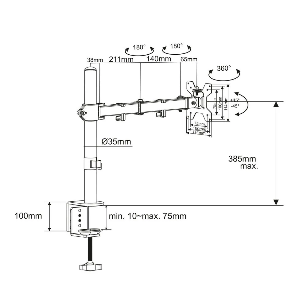 ACT AC8361 Monitor arm 34" Black – 4. kép