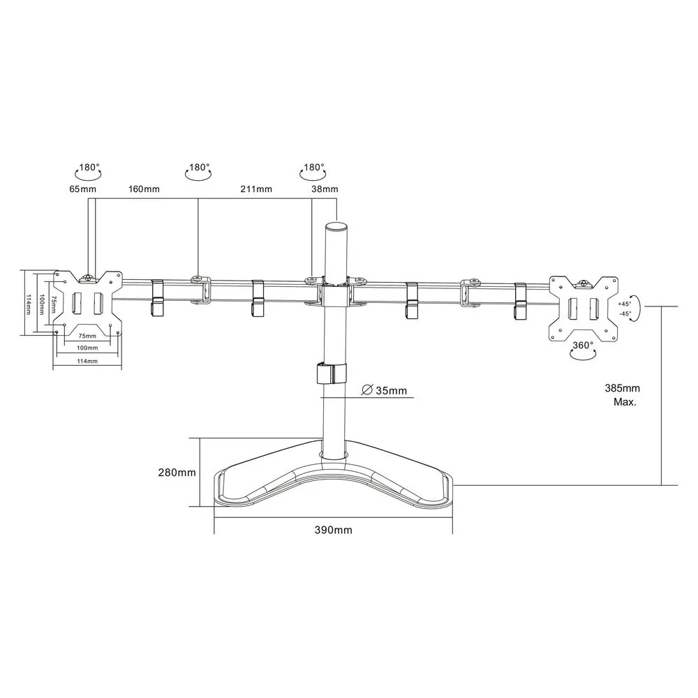 ACT AC8362 Dual Monitor arm desk stand 32" Black – 5. kép
