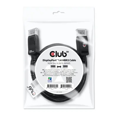 Club 3D Kábel - CAC-2068 (DisplayPort 1.4, M/M, 28AWG, HBR3, VESA tanúsítvánnyal, 8K60Hz, 2m) – 2. kép