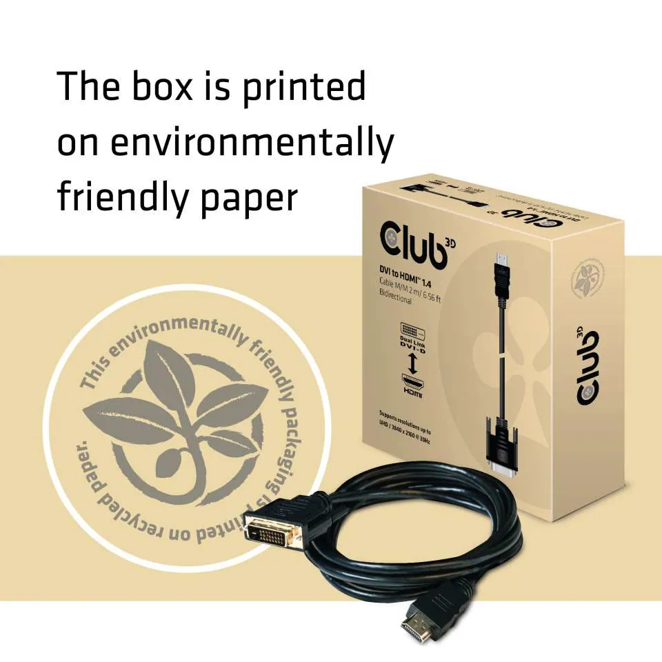 Club 3D Kábel - CAC-1210 (DVI-D to HDMI 1.4, 2m, M/M, Bidirectional, UHD 4K30Hz) – 5. kép
