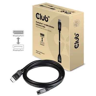 Club 3D Kábel - CAC-1022 (DisplayPort 1.4 HBR3, 8K60Hz, 4K144Hz, 2m, M/F, 32.4Gbps) – 2. kép