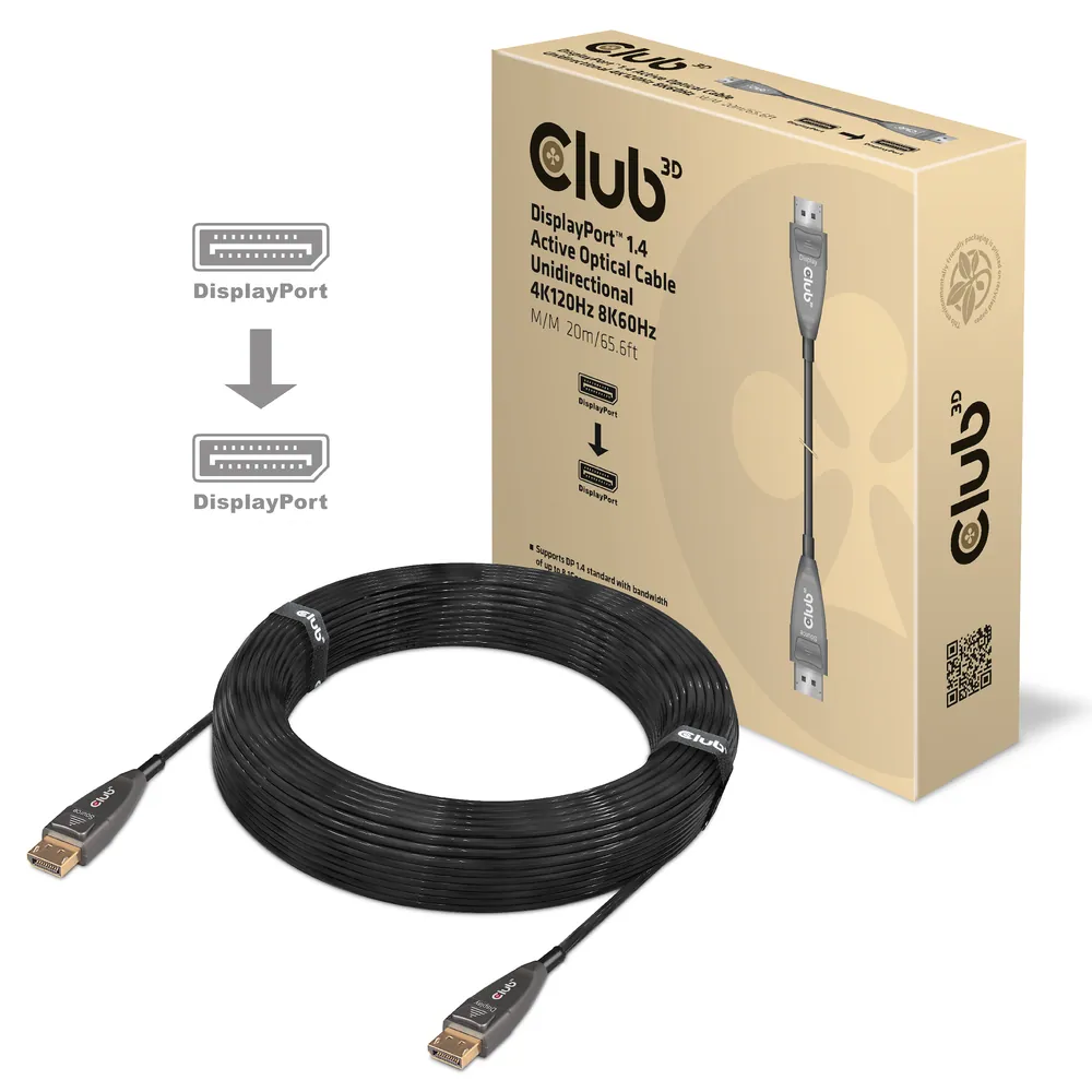 Club 3D Kábel - CAC-1079 (DisplayPort 1.4 Aktív Optikai Egyir. M/M, 8K@60Hz, 20m) – 2. kép
