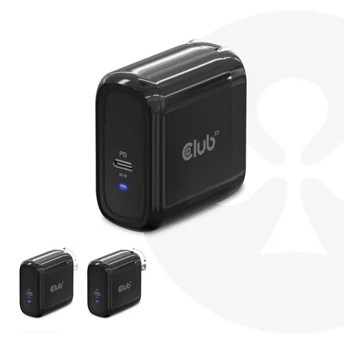 Club 3D Hálózati Adapter - CAC-1905EU (65W GAN, USB-C, PD 3.0, túltöltés védelem, kicsi méret) – 2. kép