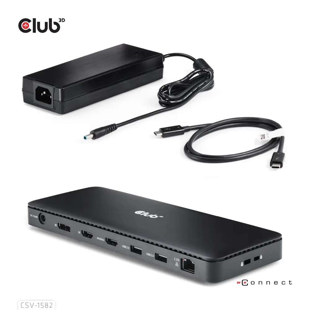 Club 3D Notebook Dokkoló - CSV-1582 (140W, Thunderbolt 4, DP, 2xHDMI, USB-C, 4xUSB-A, SD, TF, RJ45, 3,5 Jack, DC) – 7. kép