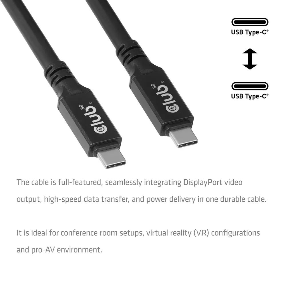 Club 3D Kábel - CAC-2509 (USB-C to USB-C, M/M, 100W, 8K60Hz, 20Gbps, 60W, 9m) – 4. kép