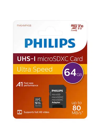 SD Micro 64GB XC Philips 1Adapter UHS-I U1 – 2. kép