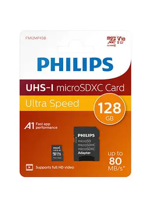 SD Micro 128GB XC Philips 1Adapter UHS-I U1 – 2. kép