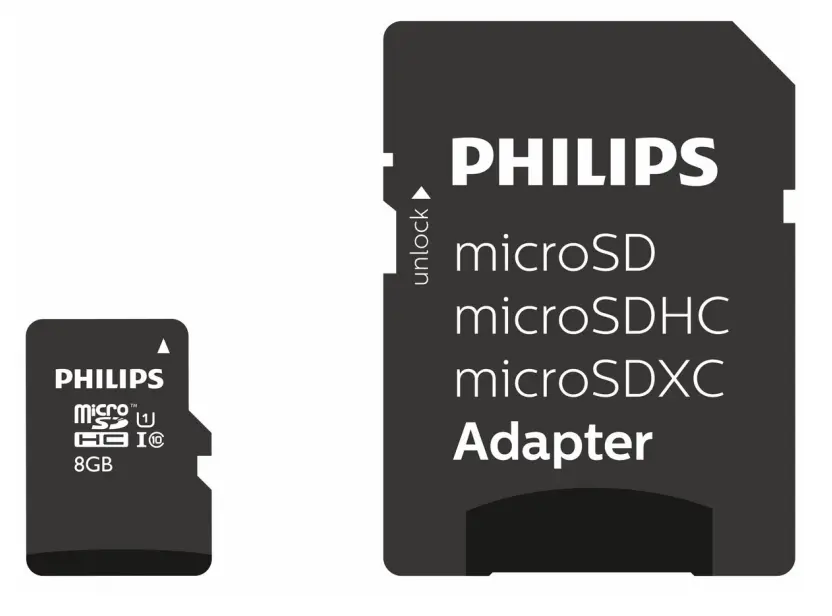 SD Micro 8GB HC Philips 1Adapter UHS-I U1