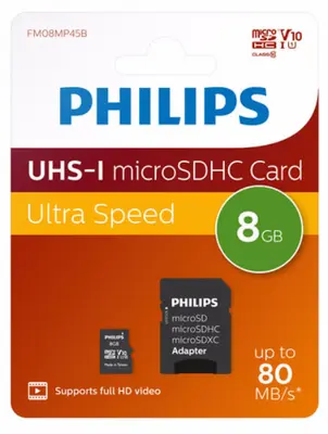 SD Micro 8GB HC Philips 1Adapter UHS-I U1 – 2. kép