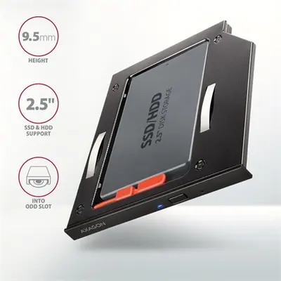 AXAGON RSS-CD09 ODD – 2,5" SATA SSD/HDD Caddy 9,5mm Black – 2. kép