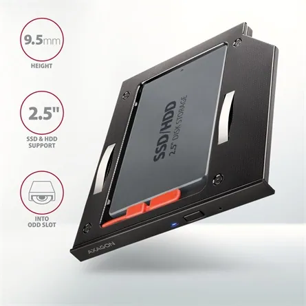 AXAGON RSS-CD09 ODD – 2,5" SATA SSD/HDD Caddy 9,5mm Black – 2. kép