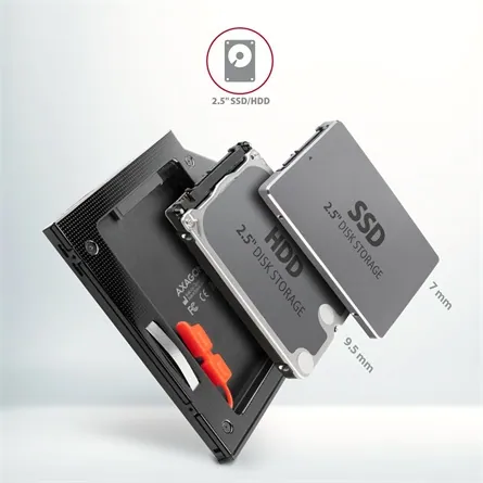 AXAGON RSS-CD09 ODD – 2,5" SATA SSD/HDD Caddy 9,5mm Black – 3. kép