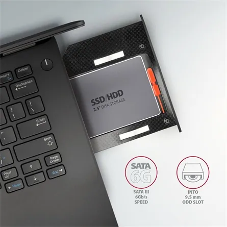 AXAGON RSS-CD09 ODD – 2,5" SATA SSD/HDD Caddy 9,5mm Black – 5. kép