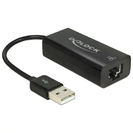 Delock Átalakító - 62595 (USB2.0 -> Lan RJ45, Fekete)