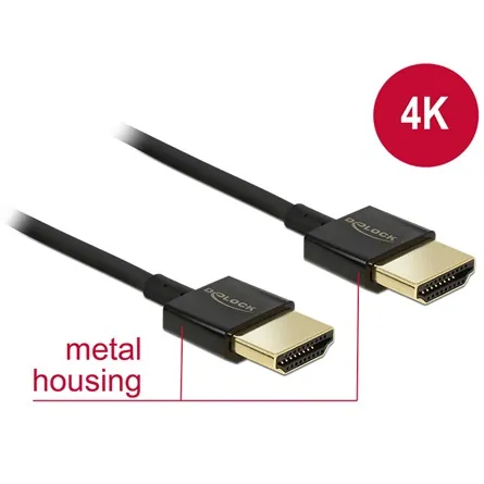 Delock Premium HDMI 2.0 -> HDMI 2.0 M/M video kábel 3m fekete slim