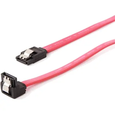Gembird SATA3 30cm data cable with 90 degree bent connector metal clips Red