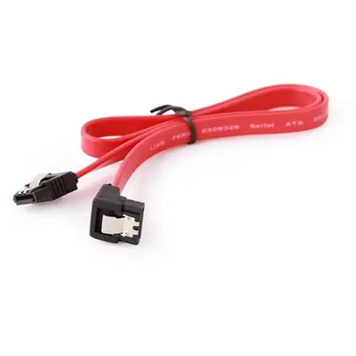 Gembird SATA3 10cm data cable with 90 degree bent connector metal clips Red