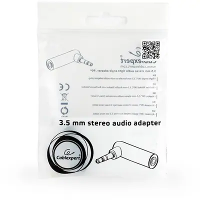 Gembird Jack stereo 3,5mm M/F adapter fekete 90° – 2. kép