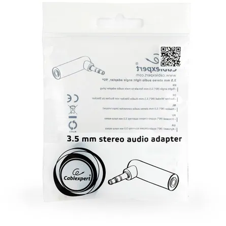 Gembird Jack stereo 3,5mm M/F adapter fekete 90° – 2. kép