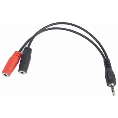 Gembird Jack stereo 3,5mm -> 2db Jack 3,5mm M/F adapter 20cm Black