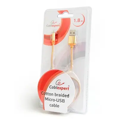 Gembird Cotton braided Micro-USB cable with metal connectors 1,8m Gold – 2. kép