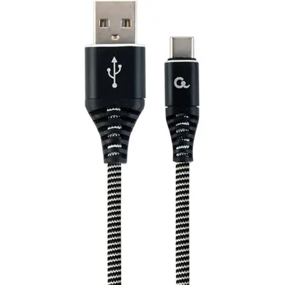 Gembird CC-USB2B-AMCM-1M-BW Premium cotton braided Type-C USB charging and data cable 1m Black/White
