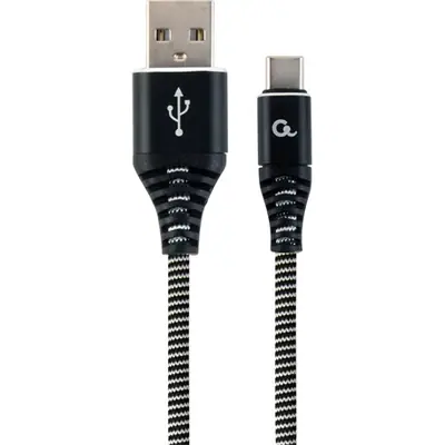 Gembird CC-USB2B-AMCM-2M-BW Premium cotton braided Type-C USB charging and data cable 2m Black/White