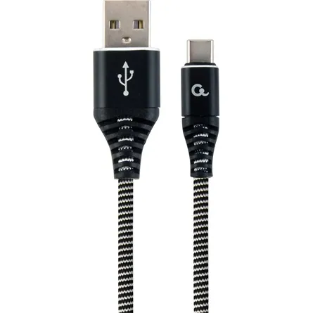Gembird CC-USB2B-AMCM-2M-BW Premium cotton braided Type-C USB charging and data cable 2m Black/White