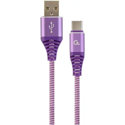 Gembird CC-USB2B-AMCM-2M-PW Premium cotton braided Type-C USB charging and data cable 2m Purple/White