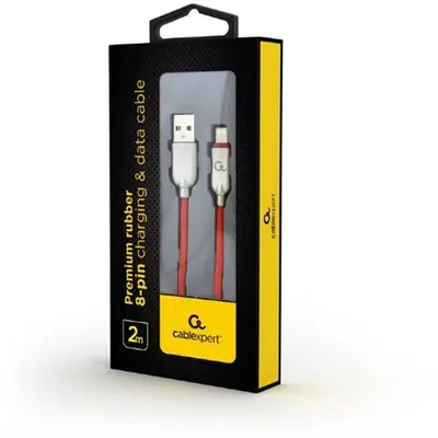 Gembird CC-USB2R-AMLM-2M-R Premium rubber 8-pin charging and data cable 2 m Red – 2. kép