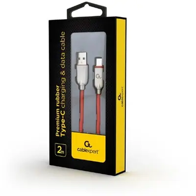 Gembird CC-USB2R-AMCM-2M-R Premium rubber Type-C USB charging and data cable 2 m Red – 2. kép
