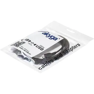 Akyga AK-USB-01 USB-A 2.0 -> USB-B 2.0 micro M/M adatkábel 1.5m fekete – 2. kép