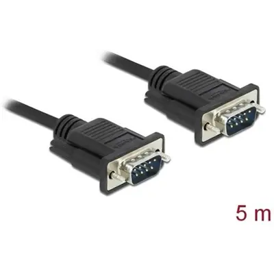 DeLock RS-232 D-Sub 9 male to male with narrow plug housing Serial Cable 5m Black