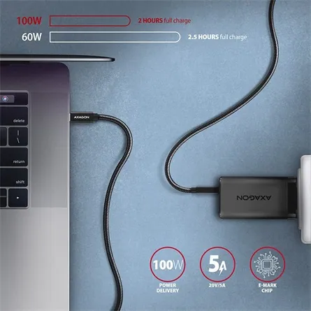 AXAGON BUCM32-CM10AB Speed+ USB-C > USB-C 3.2 Gen 2 Cable 1m Black – 4. kép