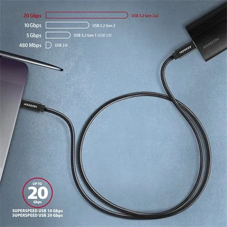 AXAGON BUCM32-CM10AB Speed+ USB-C > USB-C 3.2 Gen 2 Cable 1m Black – 6. kép