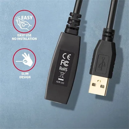 AXAGON ADR-205 USB Repeater cable 5m Black – 3. kép