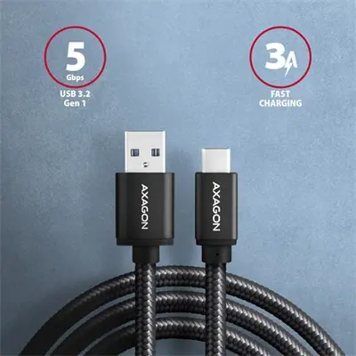 AXAGON SPEED USB-C > USB-A 3.2 Gen 1 Cable 1,5m Black – 2. kép