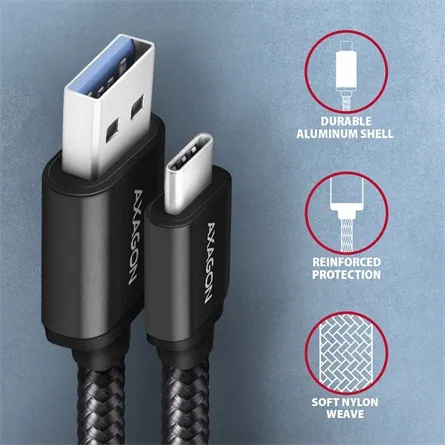 AXAGON SPEED USB-C > USB-A 3.2 Gen 1 Cable 1,5m Black – 3. kép